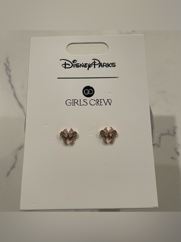 Nwt Girls Crew Disney Parks Minnie Mouse Pink Bow Ear Headband Earrings